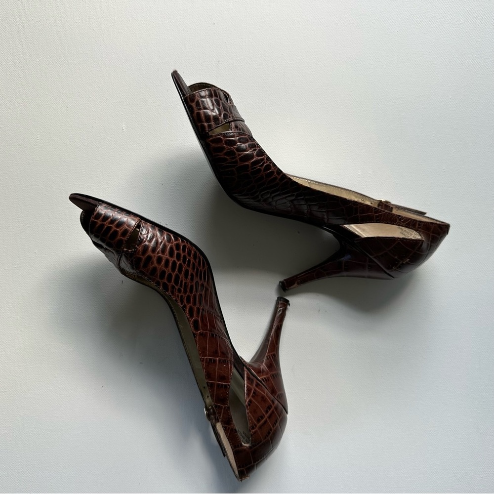Nine West Leather Open Toe Heels - Picture 4 of 10